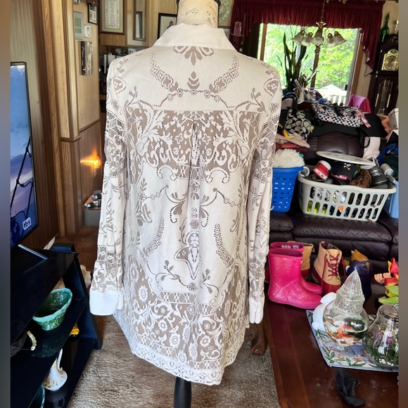 Anna Sui for Target Women's Ivory Lace Long Sleeve Fully Lined Mini Dress S. - Picture 13 of 15